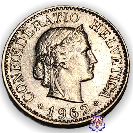 Switzerland 10 Rappen 1962 B Coin, Bern, Copper-nickel, KM:27 VF(20-25)