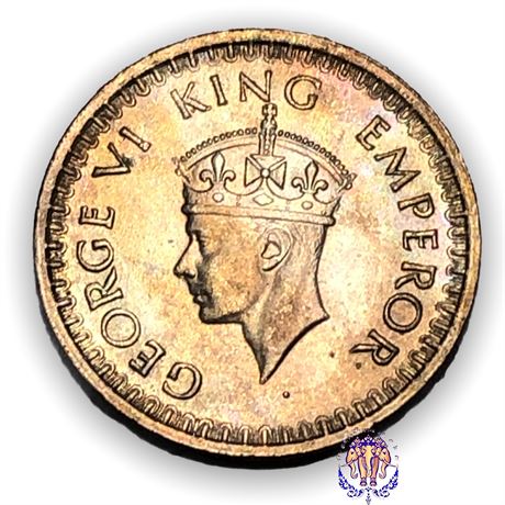 1943 (b) dot George VI British India Silver Half Rupee