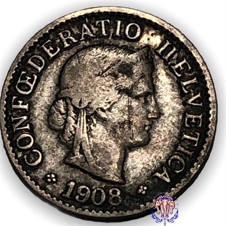 Coin Switzerland 5 rappen, 1908