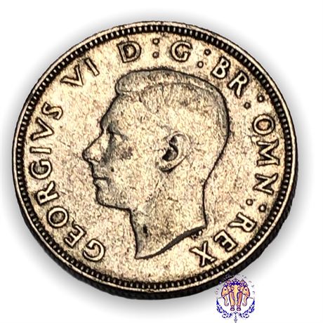 1943 George VI British Silver 2 Shillings (Florin) Coin