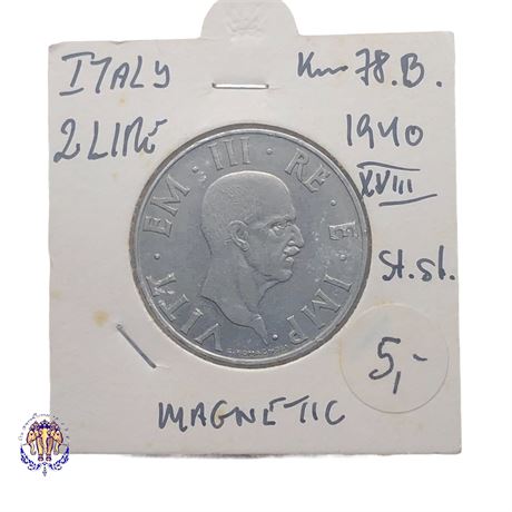 Italy 2 lire, 1940