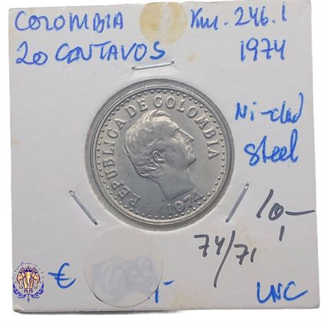 Colombia 20 centavos, 1974  UNC