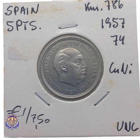 Spain 50 pesetas, 1957