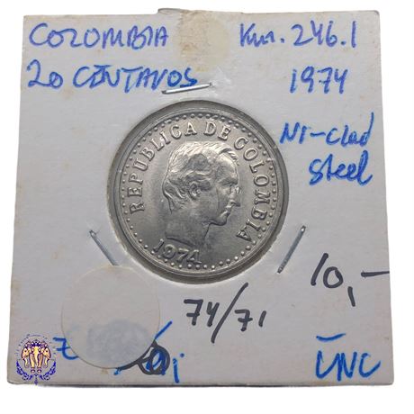 Colombia 20 centavos, 1974