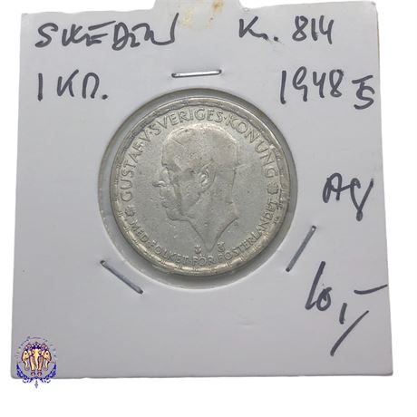 Schweden sweden silver coin 1948, 1 krona, Gustaf V