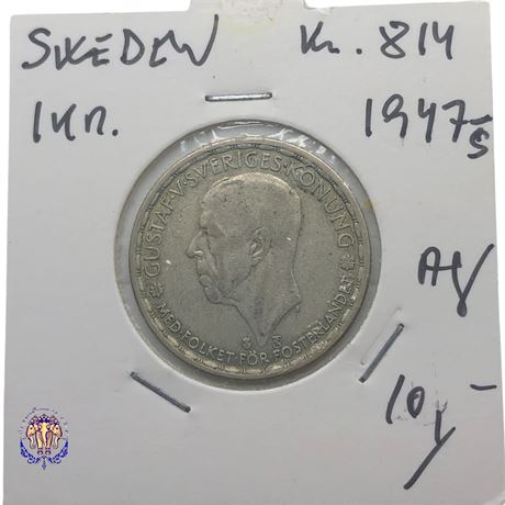 Schweden sweden silver coin 1947, 1 krona, Gustaf V