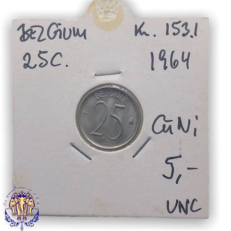 Belgium 25 centimes, 1964