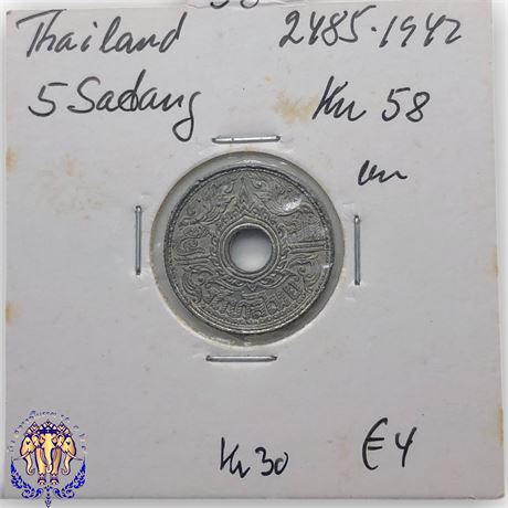 Thailand 5 satang, 2485 (1942)