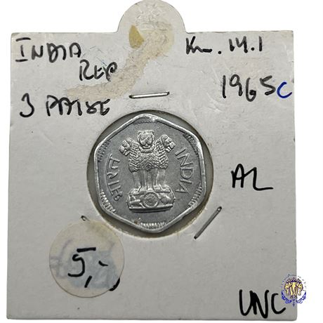 Coin India 3 paise, 1965