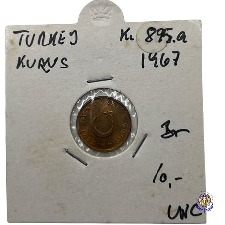 Coin Turkey 1 kurus, 1967 UNC