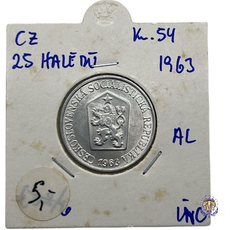 Coin Czechoslovakia 25 hellers, 1963 UNC