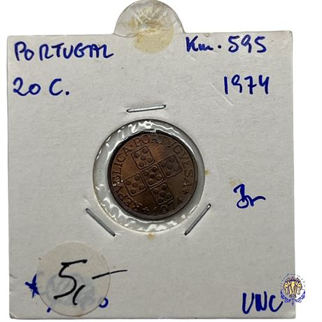 Coin Portugal 20 centavos, 1974 UNC