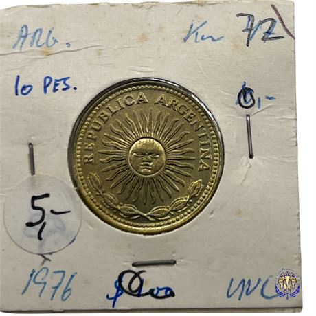 Coin Argentina 10 pesos, 1976