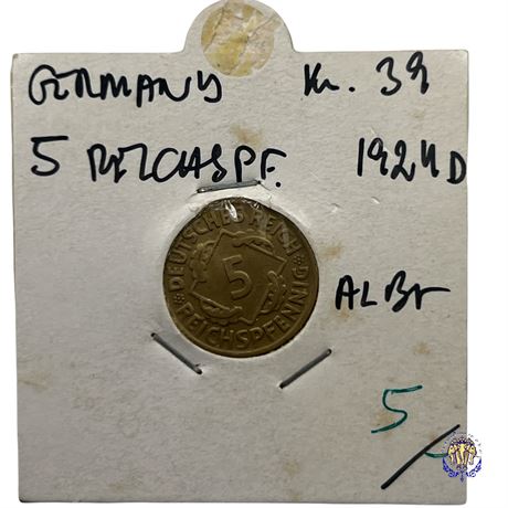 Coin Germany 5 rentenpfennig, 1924