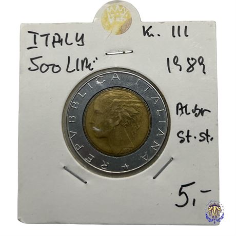 Coin Italy 500 lire, 1989