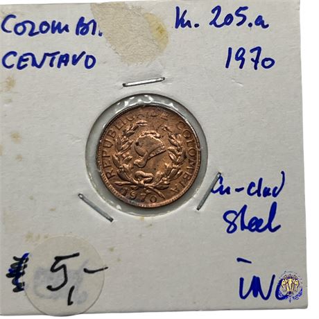 Coin Colombia 1 centavo, 1970