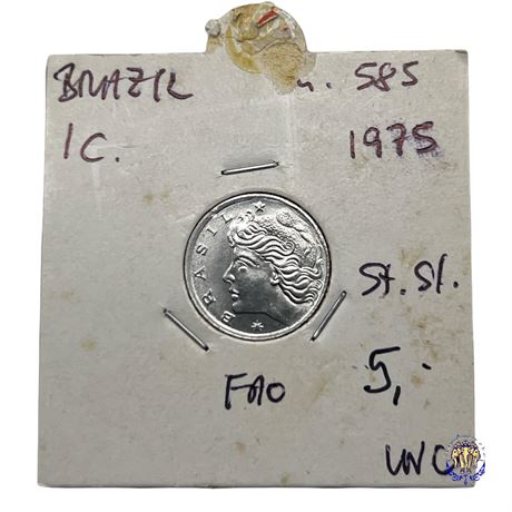 Coin Brazil 1 centavo, 1975 FAO series - Sugar Cane