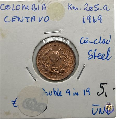 Coin Colombia 1 centavo, 1969