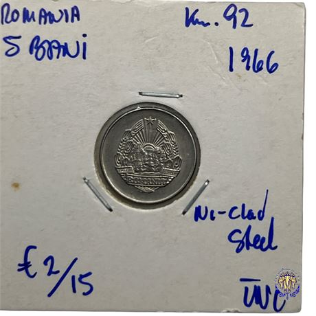 Coin Romania 5 bani, 1966