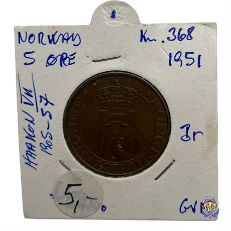 Coin Norway 5 öre, 1951