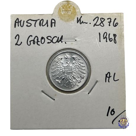 Coin Austria 2 groschen, 1968
