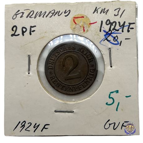 Coin Germany 2 rentenpfennig, 1924
