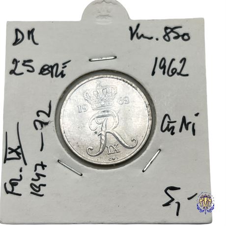 Coin Denmark 25 öre, 1962