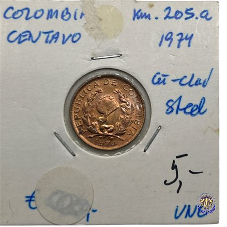 Coin Colombia 5 centavos, 1974 UNC