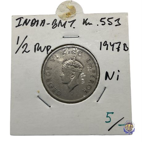 Coin India - British ½ rupee, 1947