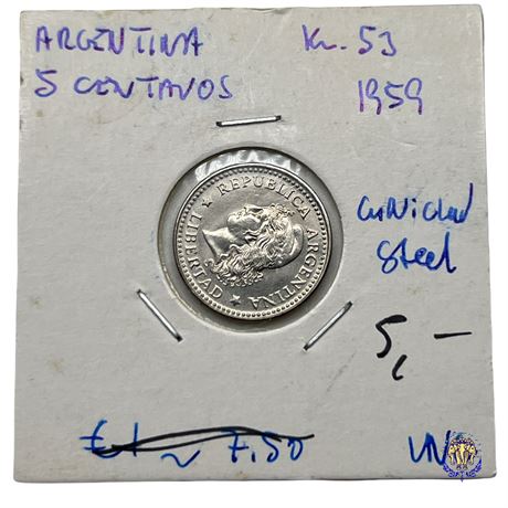 Coin Argentina 5 centavos, 1959 UNC