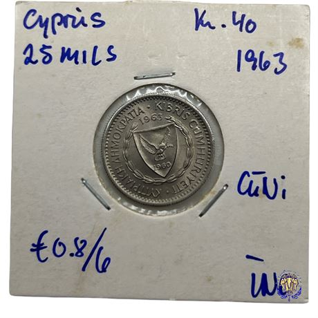 Coin Cyprus 50 mils, 1963 UNC