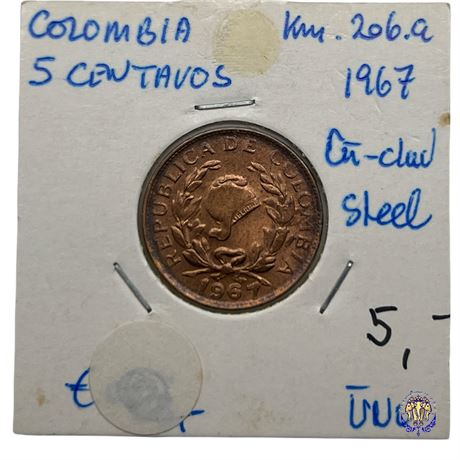 Coin Colombia 5 centavos, 1967 UNC
