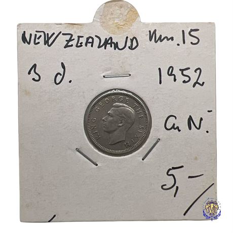 Coin New Zealand 3 pence, 1952