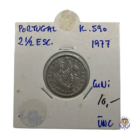 Coin Portugal 2.5 escudos, 1977 UNC
