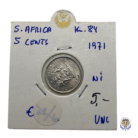 Coin South Africa 5 cents, 1971 UNC