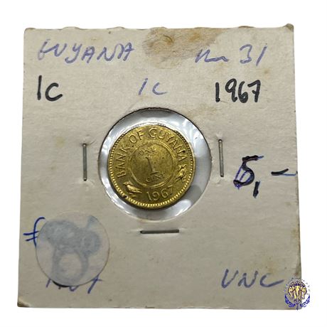 Coin Gujana 1 cent, 1967 UNC