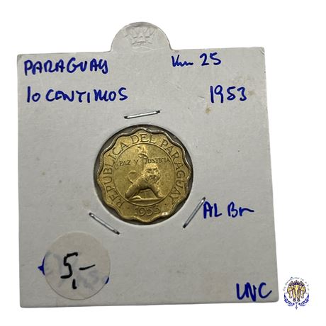 Coin Paraguay 10 céntimos, 1953 UNC